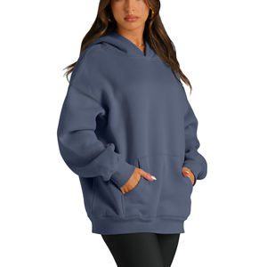 Sudaderas con capucha de punto con hombros caídos ecológicas para mujer, ropa informal transpirable antiarrugas y antibolitas con cuello con capucha - Product Image 3