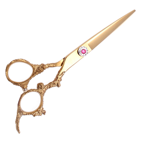 Ciseaux de coiffure en acier au carbone or rose Ciseaux de coiffure en acier inoxydable à poignée de dragon à vis fantaisie - Product Image 1