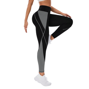 Leggings de yoga taille haute pour femmes, color block, avec poche pour téléphone, en tricot doux et extensible, pour la gym, la course et les activités sportives - Product Image 4