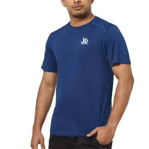 Camisetas de hombre con logotipo personalizado de Color azul, Camiseta de algodón de talla grande 100% hecha a medida para hombre, ajuste holgado impreso a precio al por mayor - Product Image 3