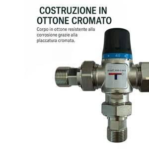 Válvula Mezcladora Termostática HM Solar de Latón Cromado de 1 Pulgada con Roscas Macho de 3/4 Pulgadas, 3 Extensiones, Control de Temperatura de 35-60°C, Alta Calidad - Product Image 4