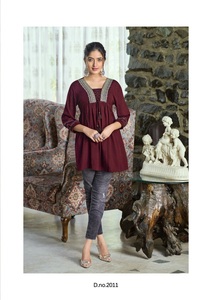Launching New Rayon Wrinkles with Inner and Thread with Handwork Short <b>Top</b> for wholesale - Product Image 4
