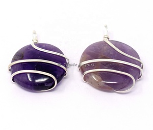 Collar de cuarzo dorado con forma ovalada para mujer, colgante de piedra de cristal pulido Natural envuelto en alambre, joyería de moda - Product Image 2