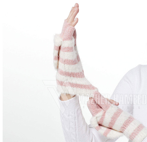 Casual Fashion Striped Knit <b>Thermal</b> Half Finger Gloves for Men and Women New Design Winter Warmth Gloves from Pakistan - Product Image 6