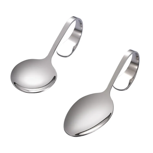 Cuchara para servir de acero inoxidable de lujo, tenedor con mango curvo doblado, cuchara para servir cena de boda, superventas - Product Image 2