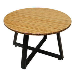 Minimalist Bamboo Round <b>Sofa</b> <b>Table</b> 60cm with Iron Legs - Product Image 3