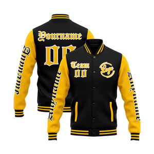 Veste universitaire en laine personnalisée avec col rond |   Design patchwork |   Logo avant |   Veste d'hiver unisexe pour hommes et femmes MCACVJ02 - Product Image 1