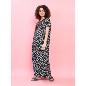 Camisón Súper Suave Tejido con Bordado de Cerezas y Cintura Elástica - 100% Algodón Cómodo para Familias - Product Image 3