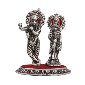Estatua de pie hecha a mano con Radha Krishna, estatua de Metal chapado en plata para decoración y regalo, novedad - Product Image 1