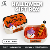 Coffret Cadeau Mini Bougies en Cire de Soja Halloween – Bougies Parfumées Fantôme et Citrouille pour Ambiance Festive et Coconneuse