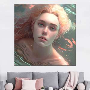 Art moderne en verre : toile imprimée avec décor mural fantastique d'une belle femme, toile enveloppée 1P - Product Image 1