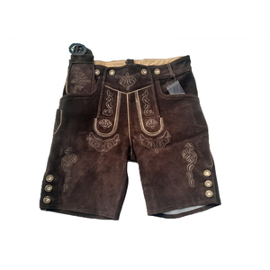 Lederhosen ปักลายผู้ชายเอวสูงแนวสตรีทกางเกงหนังยาวกลางเข่ายาวไม่ยับ - Product Image 4