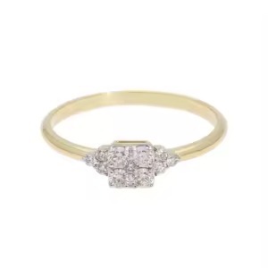 แหวนทรงสี่เหลี่ยมประดับเพชรธรรมชาติสีทอง14K แหวนเพชรทรงกลมตัดเหนือกาลเวลาแหวนเพชรสวยงามคลาสสิกสุดคลาสสิก - Product Image 2