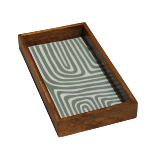 Elegante Bandeja de Servir Hecha a Mano de Madera de Mango Natural con Patrones Impresos de 12x4 Pulgadas, Certificación LFGB, Logotipo Personalizado, para el Hogar y Comercios - Product Image 2