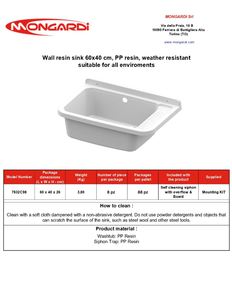 อ่างล้างมือทำจากเรซิน PP ทนทานต่อสภาพอากาศทนทานต่อสภาพอากาศ - Product Image 4