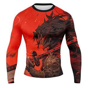 Mens sublimation rashguard <b>long</b> <b>sleeve</b> UPF 50 sun protection compression shirt for surfing <b>swimming</b> diving and fishing - Product Image 1