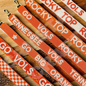 Geaux Tigers Sangles de sac en perles de rocaille en or blanc personnalisées 'Hook Em Horns' Accessoire à la mode Sangle de sac à main perlée - Product Image 5