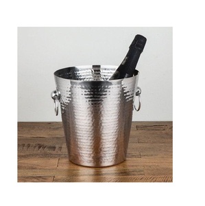 Hammered Double Wall Ice <b>Bucket</b> Insulated Ice <b>Bucket</b> <b>With</b> <b>Lid</b> Hammered Design Stainless Steel Ice <b>Bucket</b> - Product Image 5