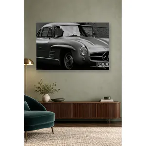Impresión en lienzo de Fida con diseño de Mercedes 300 SL Gullwing en blanco y negro - Product Image 1