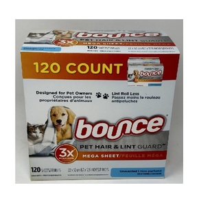 Bounce Pet Hair and Lint Guard Mega Dryer Sheets sin perfume 130 Count 3X Pet Hair Fighters a la venta barato - Product Image 6