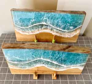 Planches à découper élégantes en résine et bois, fabriquées en bois d'acacia naturel et en bois de manguier, offrant une surface solide - Product Image 1