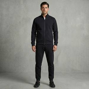 Wholesale Custom Printed Acid Wash Men's Vintage Tracksuit Set Plain Black Fabric <b>Tech</b> Fleece Loose Fit Joggers and Track <b>Jacket</b> - Product Image 3