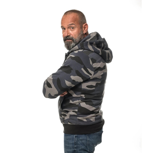 Sudaderas con capucha y cremallera con estampado de camuflaje de diseño personalizado, abrigo de invierno ajustado de manga larga con patrón sólido, sudaderas con capucha para hombre - Product Image 5