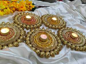 Elegante e intrincado estilo Patola Rangoli Mat para Diwali decoración del hogar diseño tradicional Ideal para portavelas centro de mesa de boda - Product Image 6