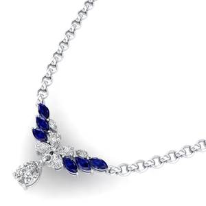 REYES High Quality Pear Cut 2.75 Carat Blue Sapphire Gemstone Pendants in 925 Sterling Silver <b>Moissanite</b> <b>Necklaces</b> For Women - Product Image 4