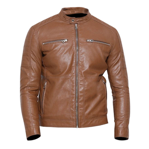 Chaqueta Casual de Cuero Genuino para Hombre, Chaqueta Corta con Solapa, Chaqueta de Cuero Suave para Primavera, Otoño e Invierno, Chaqueta de Cuero Vacuno 100% Real para Hombre - Product Image 1