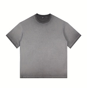Custom Heat Transfer Printed Oversized Bleached Distressed T-<b>Shirt</b> with Unique Shoulder Zipper Accents Short Sleeve Crew Neck - Product Image 1