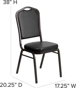 Silla apilable de acero de cuero negro con corona de boda <span class=keywords><strong>para</strong></span> alquiler de banquetes de hotel, <span class=keywords><strong>sillas</strong></span> de hostelería <span class=keywords><strong>para</strong></span> eventos comerciales - Product Image 2