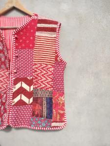 Handmade Women's Indian Cotton Vintage Kantha Quilted Jacket Assorted Patchwork <b>Coat</b> with Hippie Style Breathable - Product Image 2