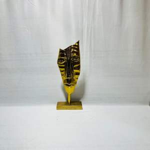 Escultura DE CARA abstracta moderna de aluminio antiguo pulido dorado para decoración de arte contemporáneo y estilo interior del hogar - Product Image 2