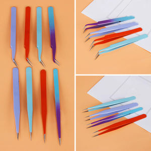 Pinzas Profesionales Multicolor de Acero Inoxidable para Extensión de Pestañas, Herramienta de Precisión para Aislamiento de Pestañas y Creación de Abanicos de Volumen - Product Image 3