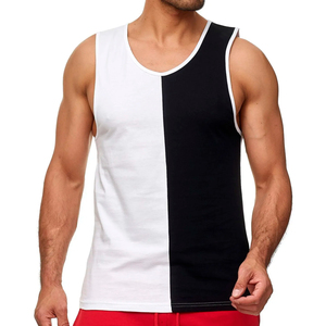 Couleur unie Logo personnalisé Gilets côtelés Débardeur en coton respirant Vente en gros Débardeur côtelé sans couture pour hommes - Product Image 2
