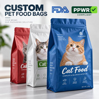 Usine 5Kg 10Kg 15Kg 20Kg 25Kg Sac d'emballage alimentaire debout en plastique imprimé personnalisé à fond plat pour animaux de compagnie chien chat
