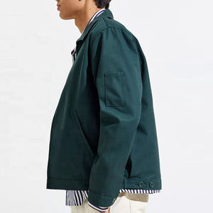 Veste de travail personnalisée en coton épais pour hommes avec col rabattu poches pour les mains fermeture éclair en métal sur le devant-pour le printemps - Product Image 1