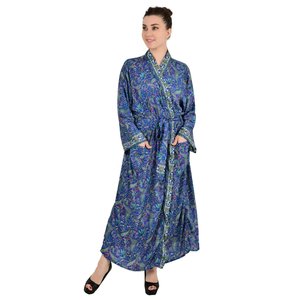 Kimono de Seda Estilo Boho para Mujer, Nuevo, con Estampado Paisley Azul y Floral, Regalo de Lujo para Celebraciones, Túnica Suave de Playa de Regal House - Product Image 3