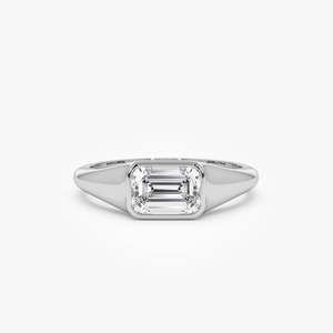 Bague solitaire en diamant de laboratoire taille émeraude raffinée 1,00 carat total, couleur E-F, clarté VS, or 14K, sur commande, pour femme - Product Image 2