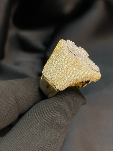 Excellent Quality Exquisite Gold Iced Out Diamond <b>Ring</b> with <b>Cross</b> Cut Motif for Weddings Parties Available for Export Price - Product Image 5