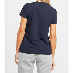 Camiseta de algodón 100% de manga corta de alta calidad para mujer Color azul personalizado Característica al por mayor Logotipo personalizado Ropa informal Diseño en blanco - Product Image 6