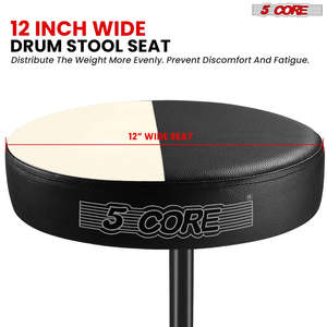 5 Core <b>Drum</b> Throne 3 Thick Padded Memory Foam Comfortable Drummer Stool 330Lb Capacity Adjustable - Product Image 4