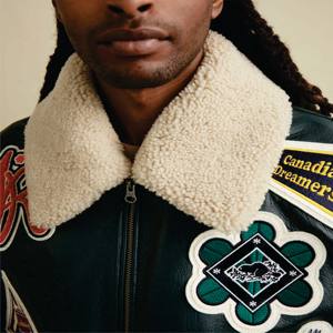 Fabrication sur mesure 100% blouson d'aviateur en cuir véritable surdimensionné avec patchs en chenille Adidem Asterisks - Product Image 5