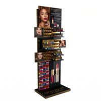 Présentoir de beauté en PVC personnalisé en gros - Présentoir à étages enduit UV, emballage plat, étanche, en acrylique/métal pour rouges à lèvres et fards à paupières