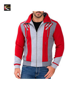 Blouson bombardier élégant en gros avec panneaux rouge et gris chiné Approvisionnement d'usine à bas prix - Product Image 2