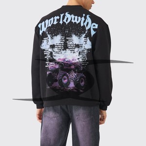 Sudadera holgada de fibra de algodón 100% para hombre, jersey de manga larga con cuello redondo, sudaderas estampadas sólidas de lana de algodón térmico de invierno - Product Image 2