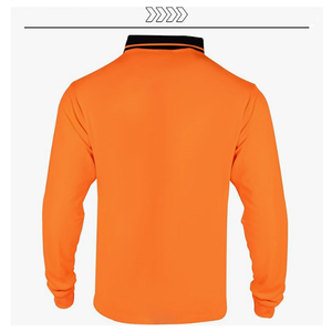 男性用高視認性安全ポロシャツ蛍光<span class=keywords><strong>Hi</strong></span> <span class=keywords><strong>Vis</strong></span>長袖ワークティーモイスチャーウィッキング - Product Image 2