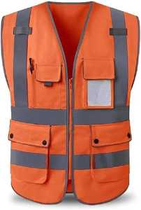 Vêtement de travail haute visibilité, veste de sécurité sans manches avec bande réfléchissante pour les travailleurs du bâtiment et les travailleurs en extérieur - Product Image 3