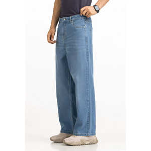 Jean Boyfriend Taille Haute Coupe Large en Denim Skinny avec Tissage Tricoté et Décoration de Trous Colorés Effet Délavé pour l'Hiver - Product Image 3